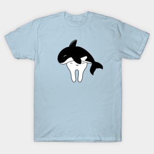 Cute Molar with Orca (Killer Whale) hat illustration - for Dentists, Hygienists, Dental Assistants, Dental Students and anyone who loves teeth by Happimola T-Shirt